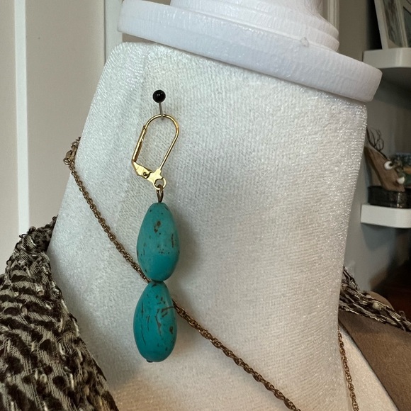 Turquoise Teardrop Earrings plus necklace - Picture 5 of 6